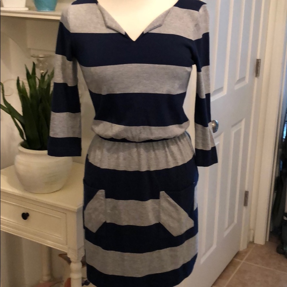 GAP STRIPED BLUE AND GREY DRESS